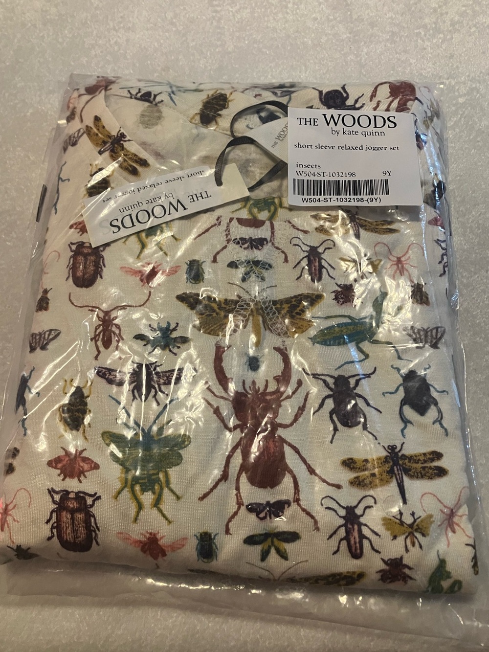 kate quinn Cream Insect Print Jogger Set with Multi-Color Bugs
